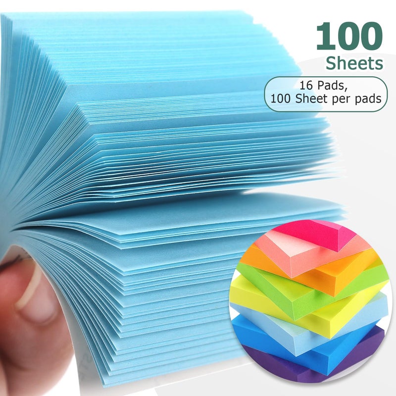 Eastern Wolf Sticky Notes 2x2 Self-Stick Notes 8 Bright Multi Colors Sticky Notes 16 Pads 100 Sheet/Pad - Image 4